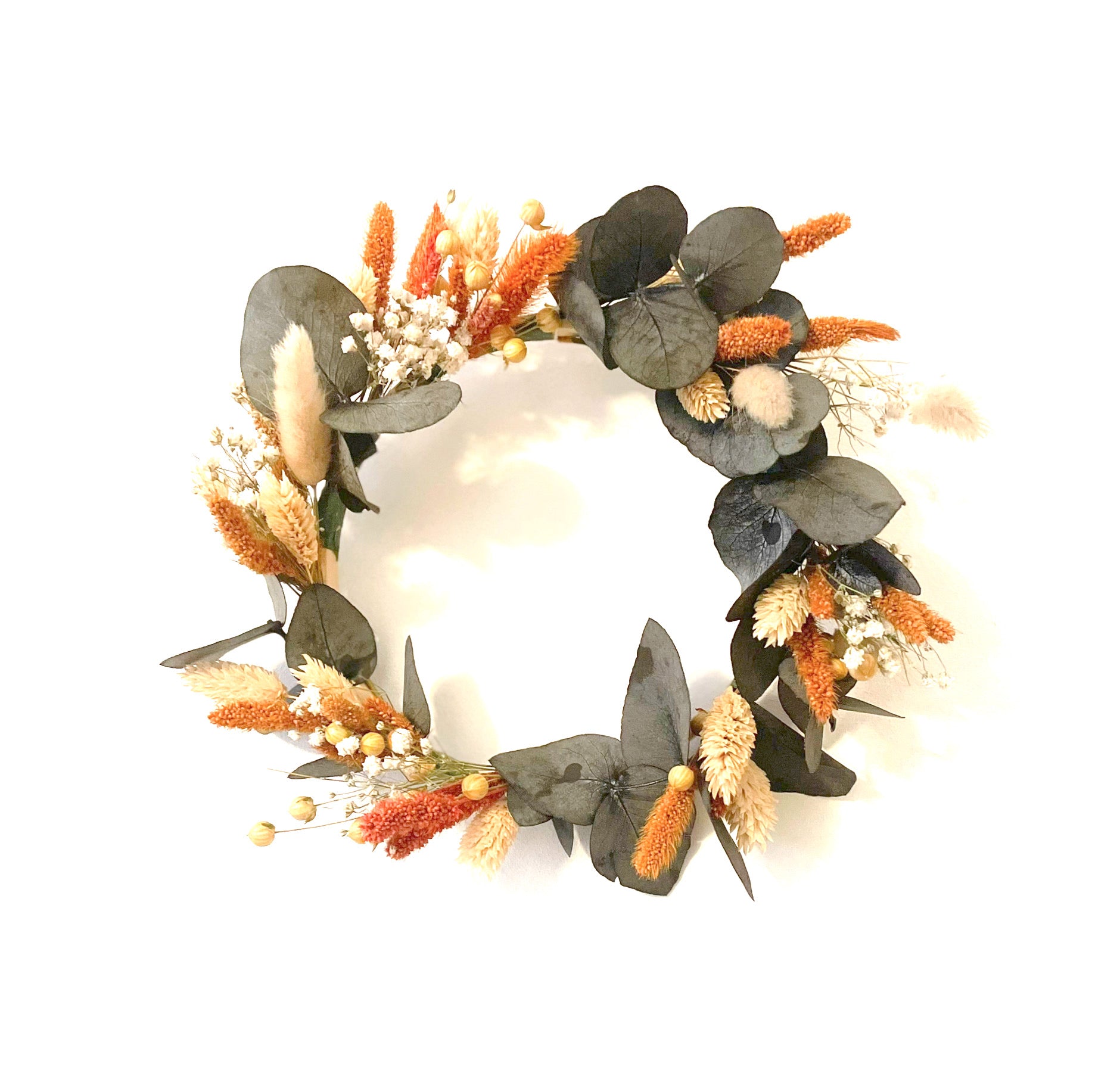 Couronne Safran en fleurs séchées e& eucalyptus